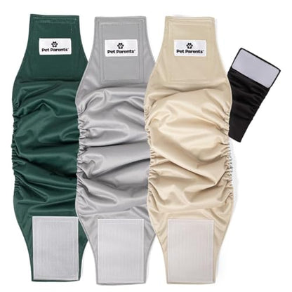 Pet Parents® Washable Belly Bands for Male Dogs (3pack) + Extendrs® of Durable Dog Diapers Male, Premium Male Dog Diapers & Dog Wraps (X-Small, Spruce) - color: Spruce, size: X-Small (11-13")