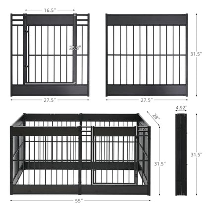 Dog Playpen, 31.5" Height Dog Pen Indoor, Heavy Duty, Safe and Sturdy, Furniture Style Puppy playpen - color: Black, style: 6 Panels (31.5" High)
