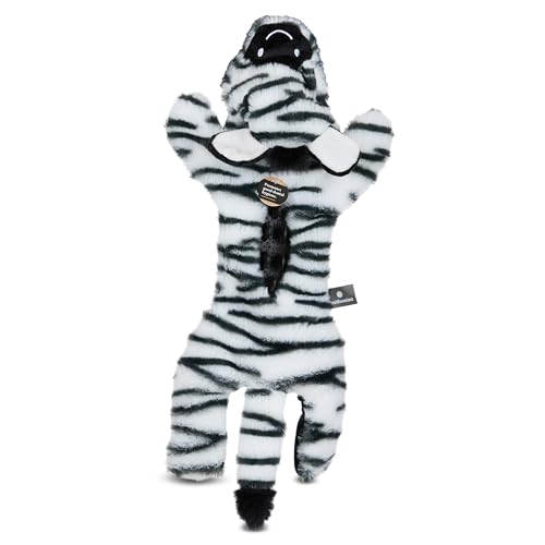Smithsonian Longamals Zebra Plush Dog Toy – 20" Crinkle & Squeaky, Stuffing-Free Interactive Tug Toy for Medium & Large Dogs - color: Zebra, size: 20"