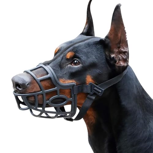 Mayerzon Dog Muzzle for Medium Large Dogs Golden Retriever German Shepherd, Basket Muzzle for Anti Biting Chewing with Adjustbale Strap, Allows Panting Drinking(M, Black) - size: M-Snout Cir 9.5-10.25"