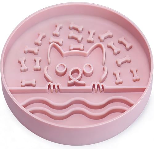 Slow Feeder Dog Bowl with Non-Slip Base, Silicone Puzzle Dog Food Bowl with Unique Design, Slow Feeding Bowl for All Types of Dogs Cats, Interactive Slow Eating, Anti-Choking - color: Pink