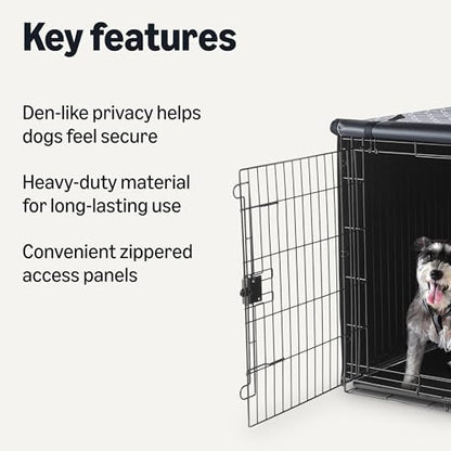 Amazon Basics Dog Cage Cover for 48-inch Wire Crates, Heavy-Duty with Zippered Panels, Recycled Polyester - size: 48"L x 30"W x 32"H