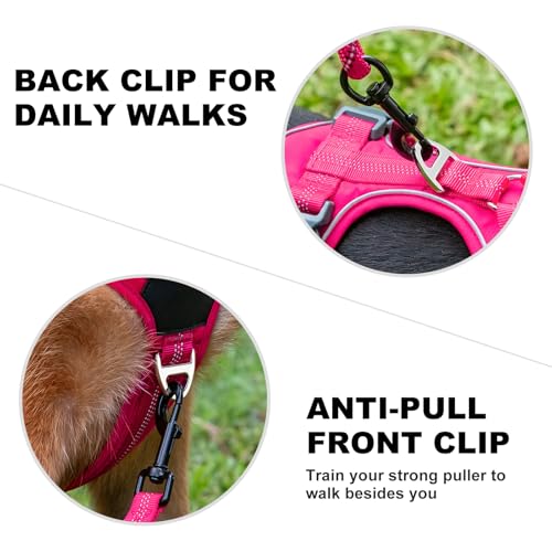 Plutus Pet No Pull Dog Harness, Release at Neck, Soft Padded, Reflective Adjustable Dog Vest Harness for Small, Medium, Large Dogs(Hot Pink, M) - color: Hot Pink, size: M