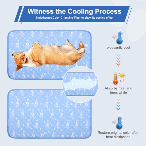 MH MYLUNE HOME Dog Cooling Mat 48x28 Inch - Double-Sided Cooling & Warm, Cool-Chill Cool Fiber, Endothermic Color Changing Pet Pad for Large Dogs, Foldable & Washable Summer Blanket - size: 48.0" Large x 28.0" W x 0.5" Th