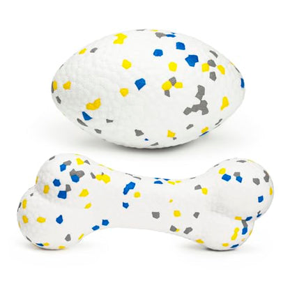 Moonorange 2Pcs Bone Dog Balls+Rugby Dog Toys for Aggressive Chewers, Indestructible Tennis Balls for Dogs (Bone+Rugby) - color: Mixed-Bone+Rugby-2Pcs