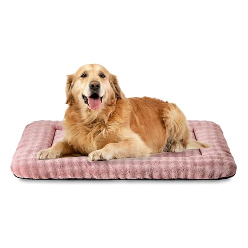 Dog Bed Mat Crate Pad for Large Dogs, Washable Soft Pet Sleeping Mat Kennel Pad with 3D Bubble Pattern, Dusty Pink, 42"x 28" - color: Dusty Pink, size: 42"L x 28"W x 1.5"Th