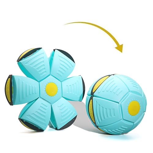 UFO Magic Bouncing Ball 3-Light for Parent-Child Interaction, Flying Saucer Ball Decompression Pop Up Ball Toys for Outdoor Sports, Doggy Disc Ball for Medium Large Dogs (Blue-Green) - color: Blue-Green