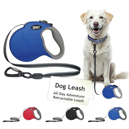 DOCO Retractable Dog Leash for Large Dogs Reflective Tape Lead with Stop and Lock Control, 360° Swivel Snap & Anti-Slip Grip Dog Leashes - Blue, Length - 16’, Weight - Up to 110lb, Large - color: Blue, size: Large 16ft