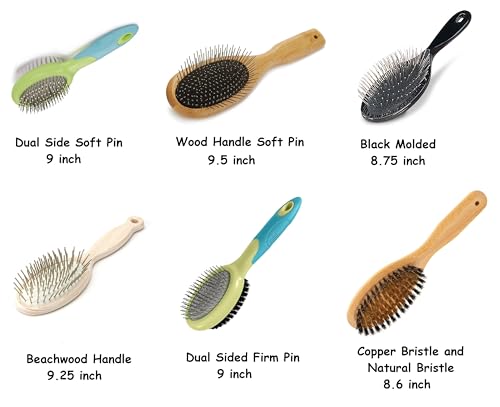 Dog and Cat Professional Oval Grooming Pin Brushes Choose Size Style and Type All Have Ergonomic Handles (8.75" Black Molded) - size: 8.75" Black Molded