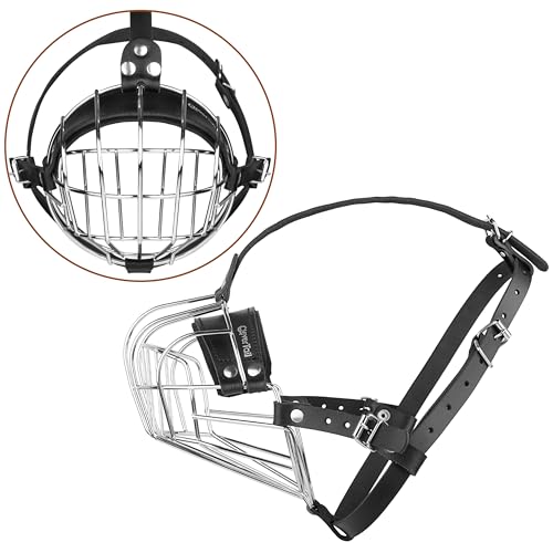 Metal Muzzle for Boxer Dog Breed – Bite Proof Boxer Muzzle for Medium and Large Sized Dogs – Steel Wire Basket Muzzles for Dogs English Bulldog, American Bulldog etc. - size: Large
