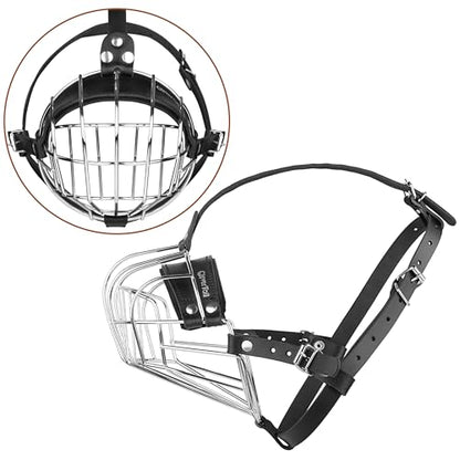 Metal Muzzle for Boxer Dog Breed – Bite Proof Boxer Muzzle for Medium and Large Sized Dogs – Steel Wire Basket Muzzles for Dogs English Bulldog, American Bulldog etc. - size: Large