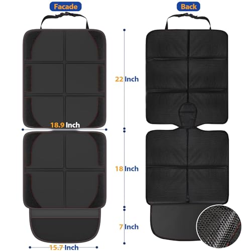 Gimars XL Thickened Car Seat Pad, Pack of 2, [ISOFIX Suitable], Universal Waterproof 600D Oxford Car Seat Protector with Mesh Pockets, Universal for SUVs, Cars and Trucks, Black - color: black