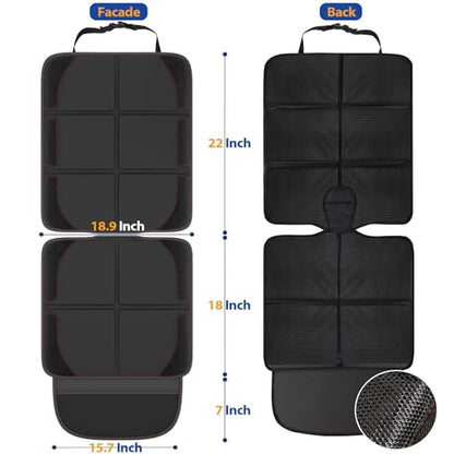 Gimars XL Thickened Car Seat Pad, Pack of 2, [ISOFIX Suitable], Universal Waterproof 600D Oxford Car Seat Protector with Mesh Pockets, Universal for SUVs, Cars and Trucks, Black - color: black