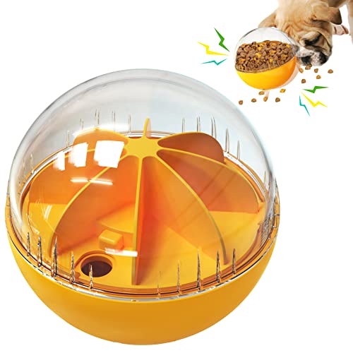 Dog Treat Ball, Interactive Squeaky Mental Stimulation Toys, Slow Feeder Puzzle Toys for Medium/Large Dog Breeds - color: orange