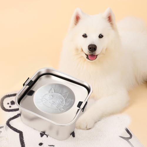 3L/101oz Large Capacity Dog Water Bowl Stainless Steel No Spill Dog Bowls Slow Drinking Dog Water Feeder Dispenser