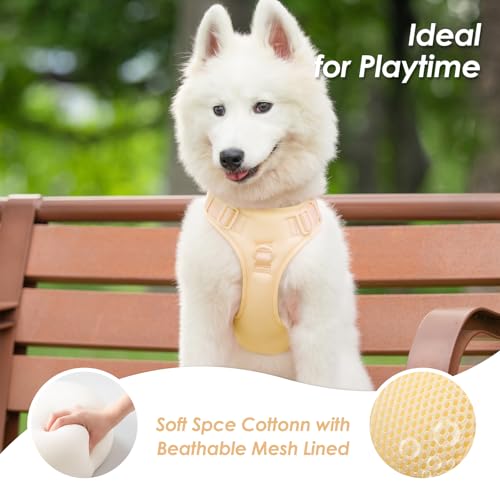 No Pull Dog Harness, Puppy Vest with Front Clip for Small Medium Large Sized Dog(Light Yellow,L) - color: Light Yellow, size: L(Neck:20.9-31.5", Chest:24.8-37.4")
