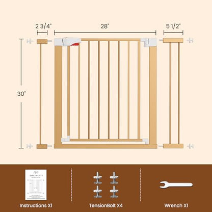 FreeStanding Portable Auto Close Pet Gate | Pressure Mounted Dog Gate for Doorways & Stairs, Walk-Through Door, Tool-Free Installation.