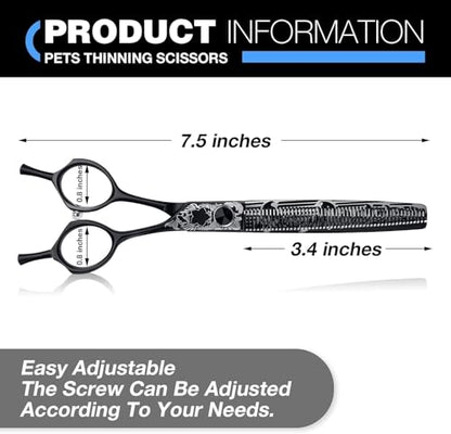 JASON 8 Inch Dog Thinning Scissors Ergonomic Pets Grooming Thinner Blender Shears Cat Trimming Texturizing with Offset Handle, Light Weight, Sharp, Safe, Comfortable, Stainless Steel - style: 60-teeth-Thinner