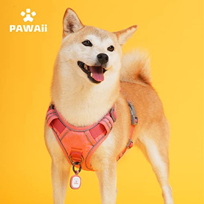 Pawaii No Pull Dog Harness with Pet ID Tag,Reflective Strips No Choke Front O Ring Breathable Mesh Adjustable Soft Padded Pet Vest with Easy Control Handle for Medium Dogs | Built for safer walks with a QR Pet ID Tag, front no pull clip, reflective trim,