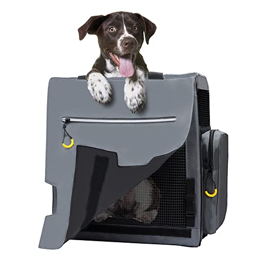 Texsens Pet Carrier Backpack- Extra Large Dog Backpack Carrier with Window Curtain for Medium Large Fat Cats Puppies Rabbits Up to 20 Lbs, Ventilated Design for Travel, Hiking, Outdoor (Grey)