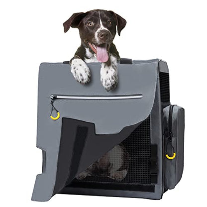 Texsens Pet Carrier Backpack- Extra Large Dog Backpack Carrier with Window Curtain for Medium Large Fat Cats Puppies Rabbits Up to 20 Lbs, Ventilated Design for Travel, Hiking, Outdoor (Grey)