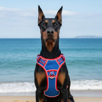 Extra Large Dog Harness, Heavy Duty Patriotic Pet Vest for German Shepherd, Golden Retriever, No Pull XL Puppy Chest Harness with Neck Buckles & Handle, Tactical Doggie Walking Gear (X-Large) - size: X-Large