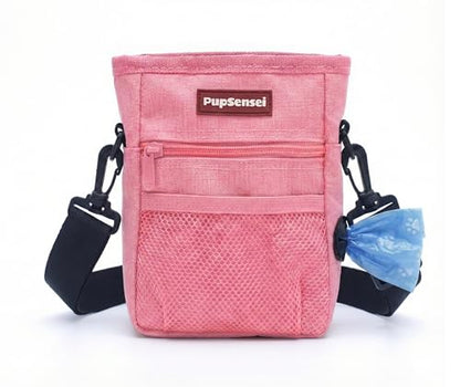 Dog Treat Pouch for Training – Magnetic Dog Treat Bag with Belt Clip & Poop Bag Dispenser – Hands Free Carry Pouch with Auto-Close Access & Shoulder Strap – Durable Pet Gear –Light Pink - color: Light Pink