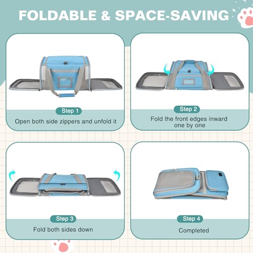 Soft Cat Carrier for Pets Up to 20 Lbs, Collapsible Cat Carrier Bag with Privacy Curtains, Airline Approved Small Pet Carrier for Small Medium Cats Dogs Puppy, Washable Soft Pet Travel Bag Dog Carrier - color: Sky Blue