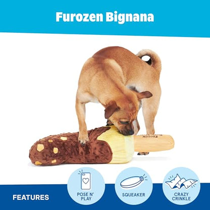 BarkBox Furozen Bignana Dog Toy | XL Banana Plush Toy with Squeaker, Crinkle and Fluff | Fun for Dogs - color: Furozen Bignana