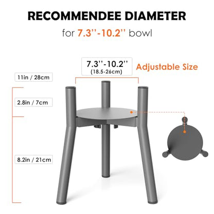 SHAINFUN Raised Dog Bowl Stand for Large Dogs with Tray, Adjustable Width 7 to 10.6", Elevated Tall Food Water Stand,Grey (Bowl Not Included) - color: Grey-HR, size: Height: 11.1", Width: 7-10.6"