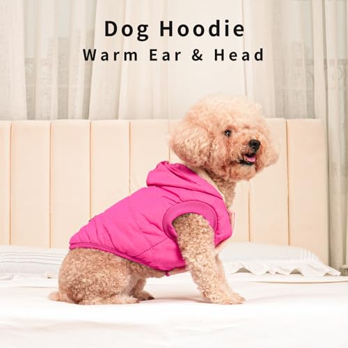 Vecomfy Fleece Lining Extra Warm Dog Hoodie in Winter,Small Dog Jacket Puppy Coats with Hooded Pink XS - color: Pink, size: X-Small (Pack of 1)