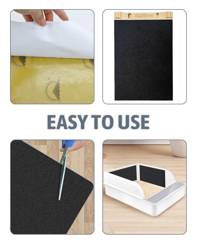 BNOSDM Cat Nail File Scratcher, 6 Pack Replaceable Stickyback Sandpaper for Cat Scratching Board, Pet Scratch Liner for Furniture, Litter Box or Any Flat Surface (Black)