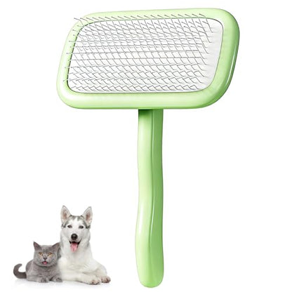 Pet Groomer Pin Brush, Professional Dog Wahing Brush Self Cleaning Slicker Comb for Cats & Dogs - color: Large Green, size: 6.5*4.72*1.97in