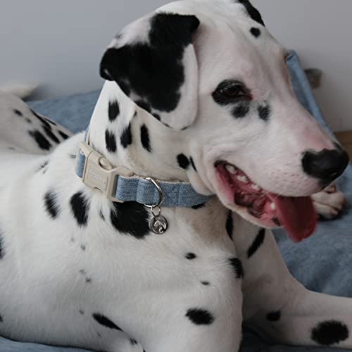 DOGWONG Cotton Hemp Dog Collar, Heavy-Duty Baby Blue Dog Collar Adjustable Soft Natural Fabric Pet Dog Collar Cute Wedding Puppy Necklace for Small Medium Large Dogs - color: A: Light Blue, size: X-Small