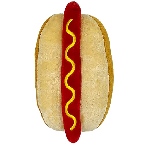 Pets First NHL Edmonton Oilers HOT Dog Plush Dog & CAT Squeak Toy - Cutest HOT-Dog Snack Plush Toy for Dogs & Cats with Inner Squeaker & Beautiful Hockey Team Name/Logo 8 x 5 x 3 Inches - color: Edmonton Oilers, style: NHL Hot Dog Toy