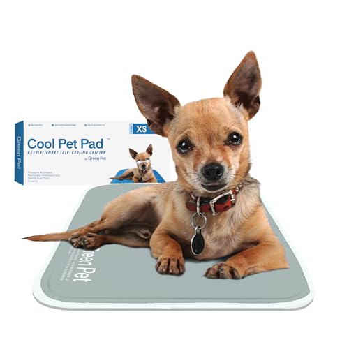 The Green Pet Shop Cool Pet Pad - Extra Small, Sage Grey - Self-Cooling, Pressure Activated Mat for Dogs & Cats from 0-8 lbs - Non-Toxic Gel, No Water Needed - color: Sage Grey, size: X-Small