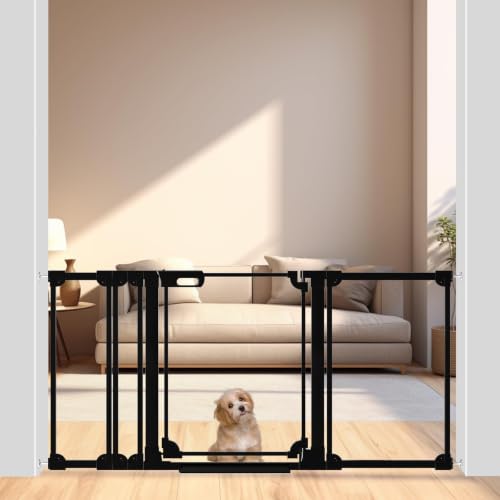 WAOWAO Clear Baby Gate for Stairs Modern Design Acrylic Auto Close Pet Gate, 57.87-66.14" Wide Safety Baby Gate for Doorways,Black Clear Dog Gates Indoor, Hallways,Kitchen - color: Black, size: 57.87-66.14"