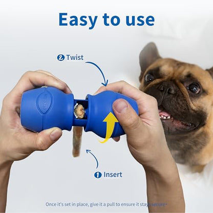 PetClan Chewise Bully Stick Holder, Improved Bully Sticks Holder, Ultimate Secure Heavy Duty, BPA-Free Safety Device to Prevent Choking, Fits Various Bully Sticks and Dog Sizes - color: Blue, size: Standard