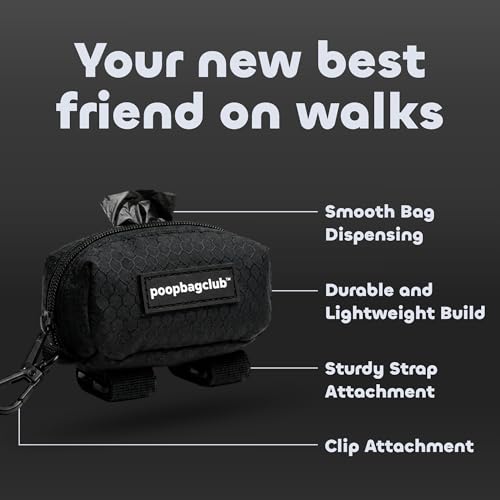 Dog Poop Bag Dispenser - Leash Mounted Durable Holder - Hands Free Essential for Dog Walking and Cleanup