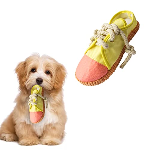 vocheer Dog Chew Toy, Dog Toys to Keep Them Busy Durable Teething Shoe Interactive Squeaky Puppy Toy,Small,Medium Breze, Machine Washable(Yellow) - color: Yellow