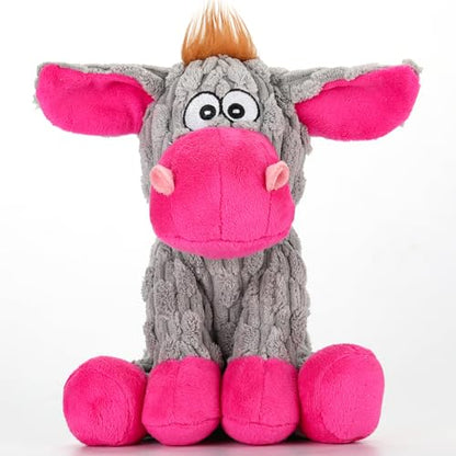 loncoldy Plush Chew Toys for Large Dogs, Tough Crinkle Stuffed Animal Squeaky Interactive Toys for Small Medium Large Dogs, Keep Them Busy, Big Pet Toys - color: gray & pink