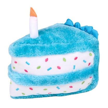 ZippyPaws Birthday Cake- Dog Squeaky Toys to Keep Them Busy, Funny Food Plush for Small, Medium, & Large Dogs, Cute Stuffed Puppy Toy, Pet Products, Gift for Dogs of All Breeds, Soft and Cuddly- Blue - color: Blue