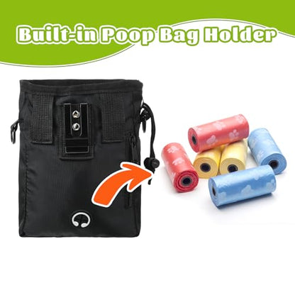 Dog Treat Training Pouch, Dog Treat Pouch Puppy Treats Pouches 3 Ways to Wear for Pet Training with Multiple Pockets Built-in Poop Bag Dispenser