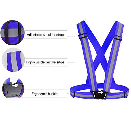 Reflective Vest Running Gear 3Pack, Adjustable Safety Vests High Visible Reflective Belt Straps - color: Green,black,blue