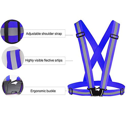 Reflective Vest Running Gear 3Pack, Adjustable Safety Vests High Visible Reflective Belt Straps - color: Green,black,blue