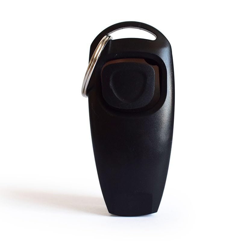 2 in 1 Pet Whiste Training Clicker with Wrist Strap, Suitable for Dog, Cat, Bird or Other Pets(Black) - color: Black