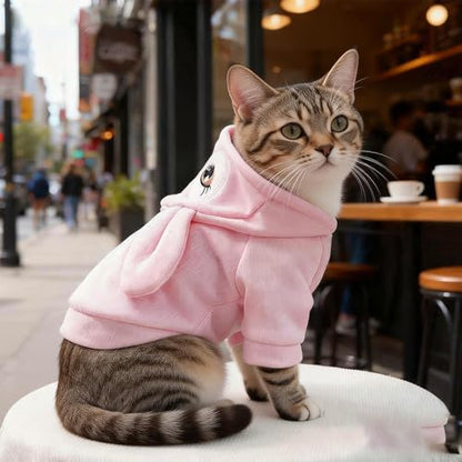 Pink Dog Sweater for Small Dogs Girl Boy Bunny Ears Puppy Hoodies Funny Dog Sweatshirt Coat Rabbit Outfit for Cats Pet Easter Costume for Pomeranian Chihuahua Yorkie (Pink, X-Small) - size: X-Small