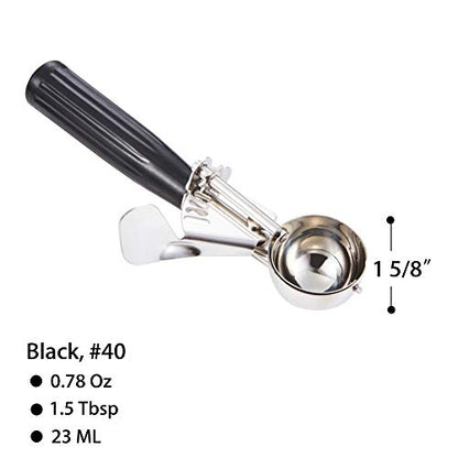Cookie Scoop - #40 (0.78 oz) - Disher, Portion Scoop, Food Scoop - Portion Control - 18/8 Stainless Steel, Black Handle - size: #40 / 0.78 oz