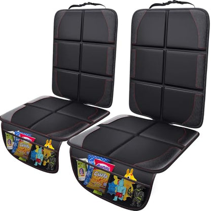 Gimars XL Thickened Car Seat Pad, Pack of 2, [ISOFIX Suitable], Universal Waterproof 600D Oxford Car Seat Protector with Mesh Pockets, Universal for SUVs, Cars and Trucks, Black - color: black