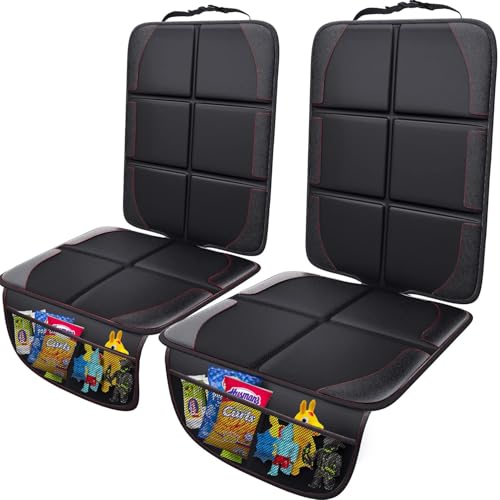 Gimars XL Thickened Car Seat Pad, Pack of 2, [ISOFIX Suitable], Universal Waterproof 600D Oxford Car Seat Protector with Mesh Pockets, Universal for SUVs, Cars and Trucks, Black - color: black